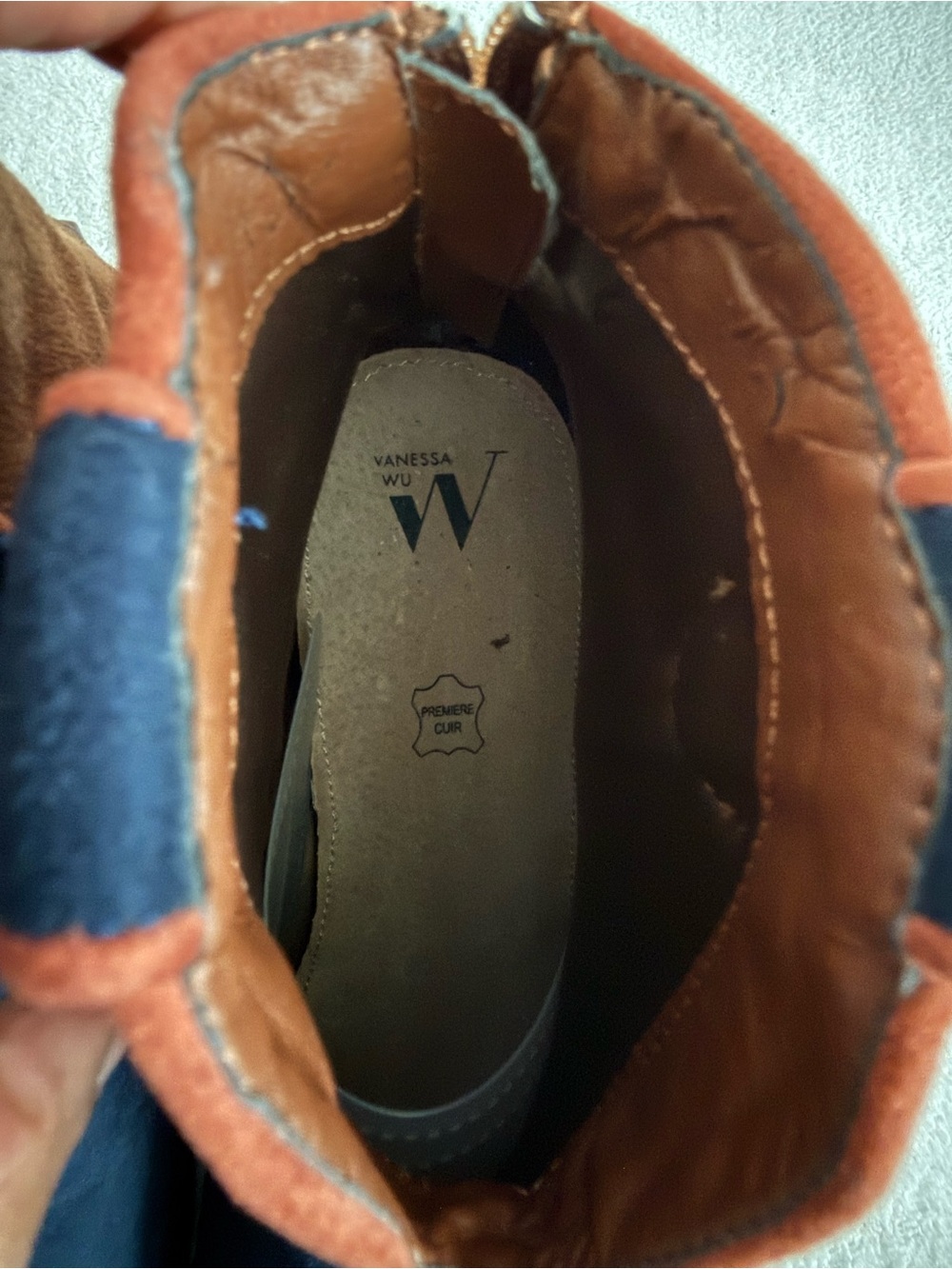 Anthropologie Vanessa Wu Two-Tone Suede Pointed Toe Ankle Boots Size 39 - Picture 7 of 8